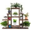 Costway 6-Tier Carbon Baking Wood Outdoor Plant Stand Plant Display Rack