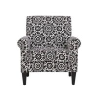 Handy Living Jean Black and Cream Medallion Arm Chair, Black & Cream Medallion, Fabric