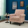 Handy Living Jean Orange and Cream Medallion Arm Chair, Fabric
