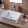 LUXIER Rectangular Bathroom Ceramic Vessel Sink Art Basin, White, CS-013 Vessel Sink