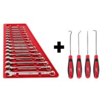 Milwaukee 48-22-9415 Combination SAE Wrench Mechanics Tool Set and  48-22-9215 Hook and Pick Set (19-Piece) –