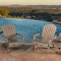 Noble House Hanlee Grey Folding Wood Adirondack Chair (2-Pack)