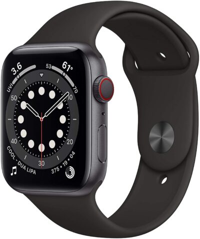 (Renewed) Apple Watch Series 6 (GPS + Cellular, 44mm) - Space Gray Aluminum Case with Black Sport Band