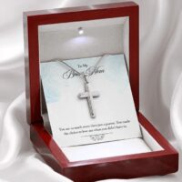 To My Bonus Mom - White Gold Cross Necklace, Mother's Day Gifts.