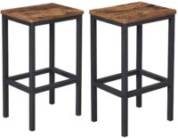 VASAGLE Bar Stools, Set of 2 Bar Chairs, Bar Stools with Footrest, Black ULBC65X