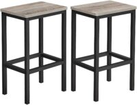 VASAGLE Bar Stools, Set of 2 Bar Chairs, Kitchen Breakfast Bar Stools, Greige and Black ULBC065B02