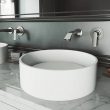 VIGO VG04016 Matte Stone Anvil Composite Round Vessel Bathroom Sink in White, (1)