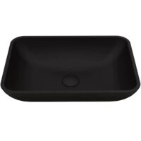 VIGO VGT1428 Matte Shell Sottile Glass Rectangular Vessel Bathroom Sink in Black