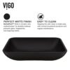VIGO VGT1428 Matte Shell Sottile Glass Rectangular Vessel Bathroom Sink in Black VIGO VGT1428 Matte Shell Sottile Glass Rectangular Vessel Bathroom Sink in Black