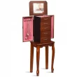 Walnut Jewelry Cabinet Armoire Storage Chest Stand Organizer Wood Box