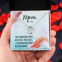 Cubic Zirconia Crystal Necklace, White Gold Over Stainless Steel, 0.77” x 0.62” inches, Necklace Gift box