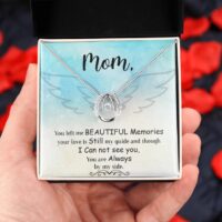 Cubic Zirconia Crystal necklace, White Gold Over Stainless Steel necklace gift box for Mother's Day