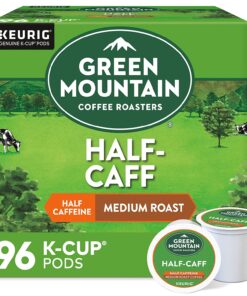 Green Mountain Coffee Roasters Half Caff, Single-Serve Keurig K-Cup Pods, Medium Roast Coffee, 96 Count