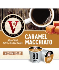 Victor Allen Coffee, Caramel Macchiato Single Serve K-cup, 80 Count (Compatible with 2.0 Keurig Brewers)