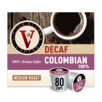 Victor Allen's coffee Decaf 100% Colombian, Medium Roast, 80Count Single Serve Coffee Pods for Keurig K Cup Brewers, Decaf 100% Colombian, 80Count