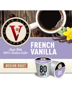 Victor Allen's Coffee French Vanilla Blend, Flavored Medium Roast, 80 Count Single Serve Coffee Pods for Keurig K-Cup Brewers