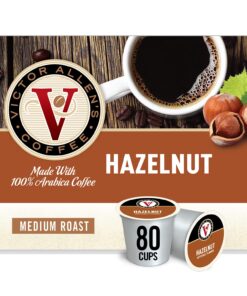 Victor Allen's Coffee Hazelnut Blend, Flavored Medium Roast, 80 Count Single Serve Coffee Pods for Keurig K-Cup Brewers