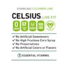 CELSIUS Sweetened with Stevia Sparkling Cucumber Lime Fitness Drink, Zero Sugar, 12oz. Slim Can (Pack of 12) CELSIUS Sweetened with Stevia Sparkling Cucumber Lime Fitness Drink, Zero Sugar, 12oz. Slim Can (Pack of 12)