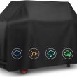 BBQ Grill Cover 58 Inch, 600D Heavy Duty Grill Cover Rip-Proof, Portable Grill Cover Black
