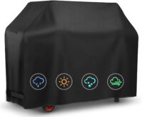 BBQ Grill Cover 58 Inch, 600D Heavy Duty Grill Cover Rip-Proof, Portable Grill Cover Black