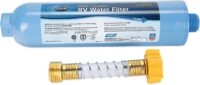 Camco TastePure RV/Marine Water Filter with Flexible Hose Protector, Chlorine and Sediment in Drinking Water (40043)