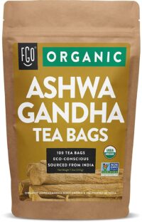 FGO Organic Ashwagandha Tea Bags, 100 Tea Bags Eco-Conscious Tea Bags in Kraft Bag