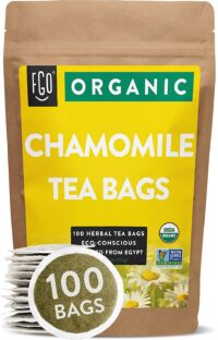 FGO Organic Chamomile Tea Bags 100 Tea Bags, Eco-Conscious Tea Bags in Kraft Bag Raw from Egypt