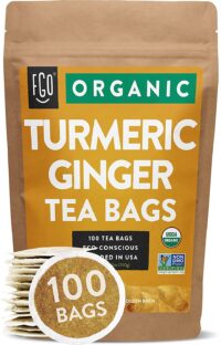 FGO Organic Turmeric Ginger Tea Bags 100 Tea Bags Eco-Conscious Tea Bags in Kraft Bag