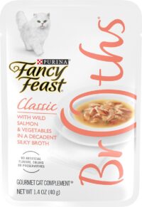 Fancy Feast Classic Broths with Wild Salmon & Vegetables Cat Food, 1.4 Oz, Case of 16