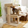 Frisco 32-in Real Carpet Wooden Cat Tree with Toy, Beige