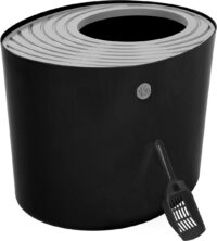 IRIS Top Entry Cat Litter Box, Large, Black Grey