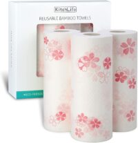 KitchLife Reusable Bamboo Paper Towels - 3 Rolls, Sakura