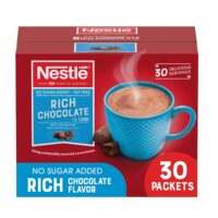 Nestle Hot Cocoa Chocolate Packets, Hot Cocoa Mix, No Sugar Added and Fat Free, 30 Count (0.28 ounce Each)
