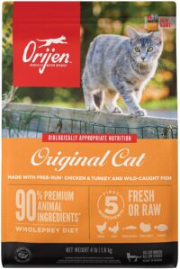 ORIJEN Dry Original Cat Food Premium, High Protein, Fresh & Raw Animal Ingredients, 4lb