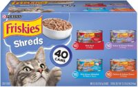 PURINA Friskies Wet Cat Food Variety Pack, Shreds Beef, Turkey, Whitefish, and Chicken & Salmon - (40) 5.5 oz. Cans