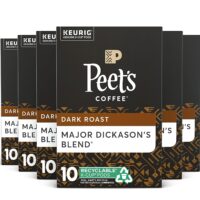 Peet's Coffee, Dark Roast K-Cup Pods for Keurig Brewers - Major Dickason's Blend 60 Count (6 Boxes of 10 K-Cup Pods) Packaging May Vary