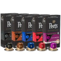 Peet's Coffee Espresso Capsules Variety Pack, 50 Count Single Cup Coffee Pods, Compatible with Nespresso Original Brewers, Crema Scura, Decaffeinato Ristretto, Nerissimo, Ricchezza, Ristretto