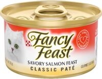 Purina Fancy Feast Grain Free Pate Wet Cat Food, Classic Pate Savory Salmon Feast - (24) 3 oz. Cans
