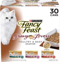 Purina Fancy Feast Gravy Wet Cat Food Variety Pack, Gravy Lovers Poultry & Beef Feast Collection - (30) 3 oz. Cans