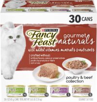 Purina Fancy Feast Natural Wet Cat Food Variety Pack, Gourmet Naturals Poultry and Beef Collection - (30) 3 oz. Cans
