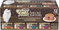 Purina Fancy Feast Pate Wet Cat Food Variety Pack, Savory Centers Pate With a Gravy Center - (2 Packs of 12) 3 oz. Pull-Top Cans