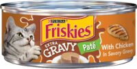 Purina Friskies Gravy Pate Wet Cat Food, Extra Gravy Pate With Chicken in Savory Gravy - (24) 5.5 oz. Cans