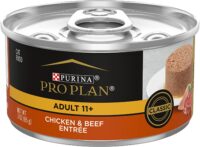 Purina Pro Plan High Protein Senior Wet Cat Food Pate, SENIOR 11+ Chicken and Beef Entree - (24) 3 oz. Pull-Top Cans