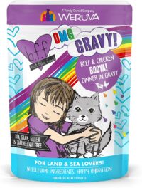 Weruva B.F.F. Omg - Best Feline Friend Oh My Gravy!, Booya! Beef & Chicken In Gravy Cat Food, 2.8Oz Pouch (Pack Of 12)