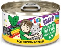 Weruva Wet Cat Food B.F.F. OMG - Best Feline Friend Oh My Gravy!, Chicken & Lamb Live N' Love with Chicken & Lamb in Gravy, 2.8oz Can (Pack of 12)
