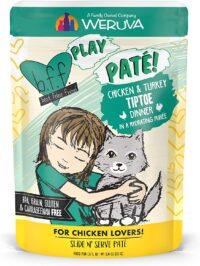 Weruva Wet Cat Food B.F.F. PLAY - Best Feline Friend Paté Lovers, Aw Yeah!, Chicken & Turkey Tiptoe with Chicken & Turkey, 3oz Pouch (Pack of 12)
