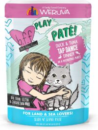Weruva Wet Cat Food B.F.F. PLAY - Best Feline Friend Paté Lovers, Aw Yeah!, Duck & Tuna Tap Dance with Duck & Tuna, 3oz Pouch (Pack of 12)