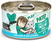 Weruva Wet Cat Food B.F.F. PLAY - Best Feline Friend Paté Lovers, Aw Yeah!, Turkey & Tuna Tweet Me! with Turkey & Tuna, 2.8oz Can (Pack of 12)