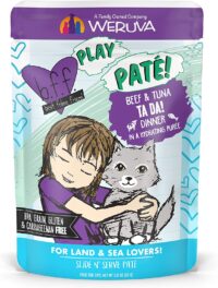 Weruva Wet Cat Food B.F.F. Play - Best Feline Friend Paté Lovers, Aw Yeah!, Beef & Tuna Ta Da! with Beef & Tuna, 3oz Pouch (Pack of 12)