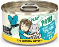 Weruva Wet Cat Food B.F.F. Play - Best Feline Friend Paté Lovers, Aw Yeah!, Chicken & Turkey Topsy Turvy with Chicken & Turkey, 2.8oz Can (Pack of 12)
